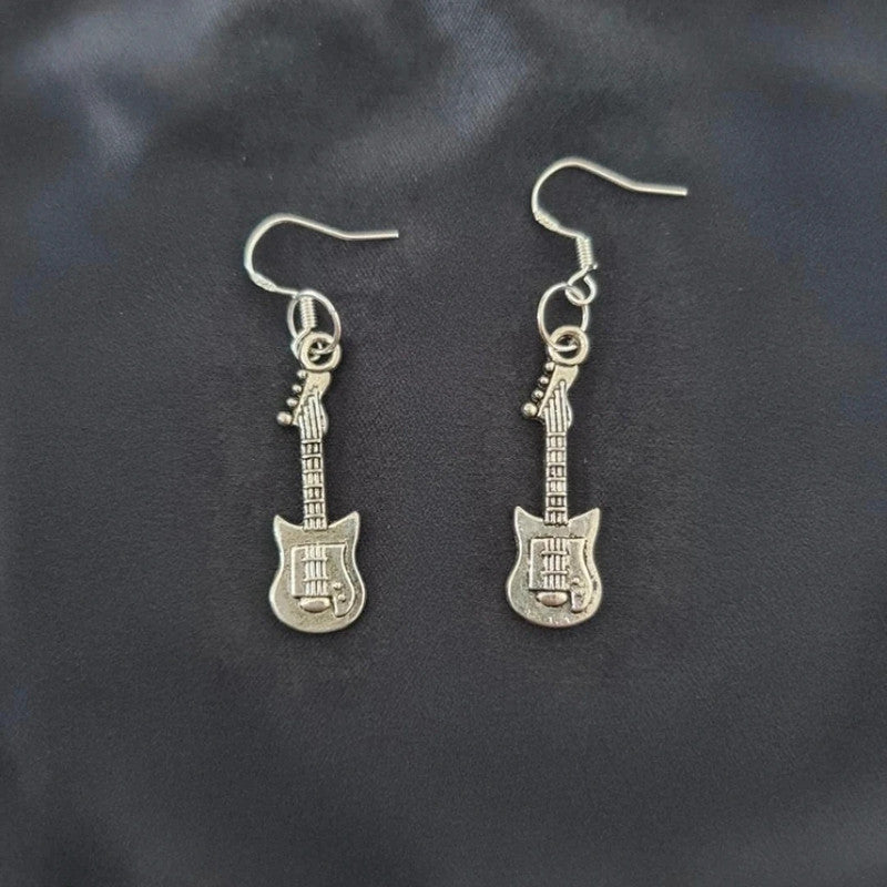 Guitar Earrings Silver