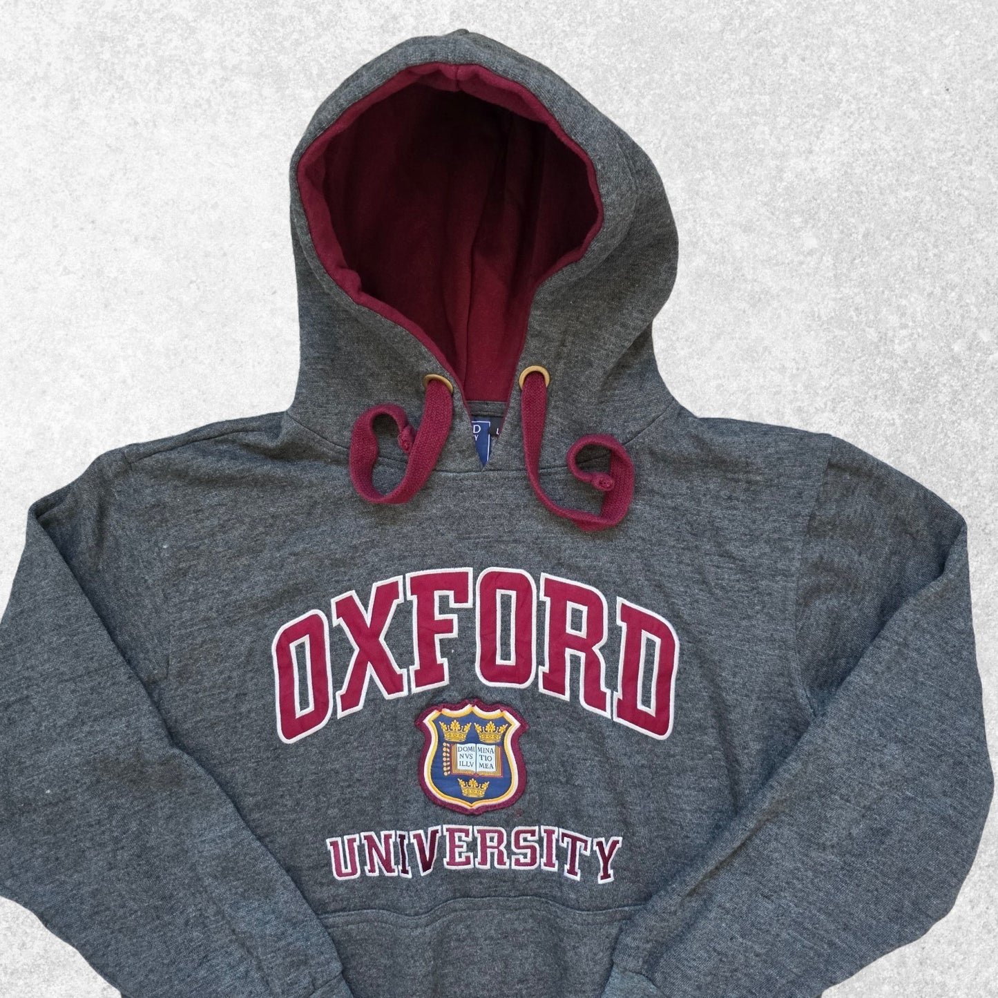 Oxford University Hoodie Size L (M) Grey/Maroon Official Oxford Merchandise