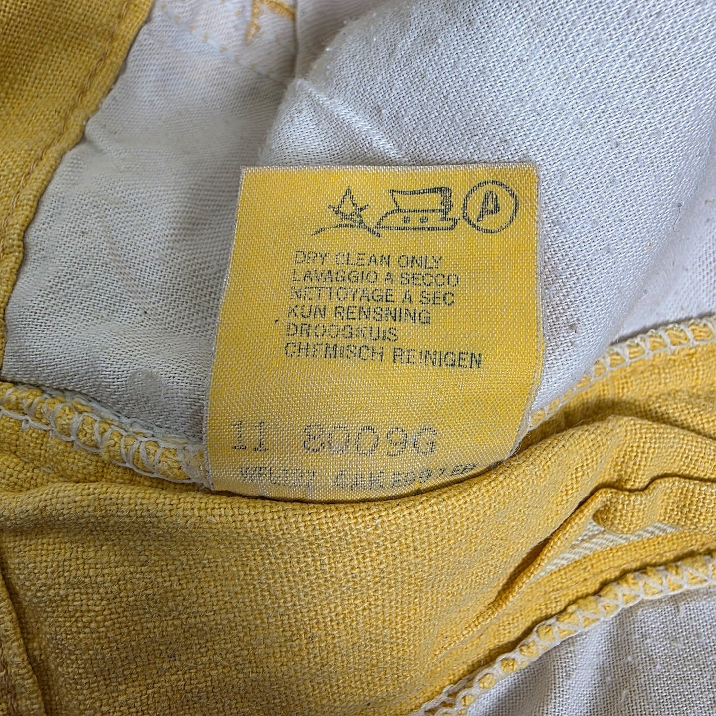 Vintage Wrangler Trousers W32 L28 Yellow Cotton Linen Summer Casual Men's
