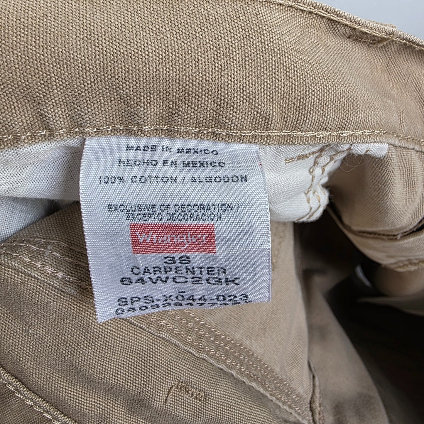 Wrangler Carpenter Shorts W38 Beige Workwear Utility Cargo Shorts Mens Cotton