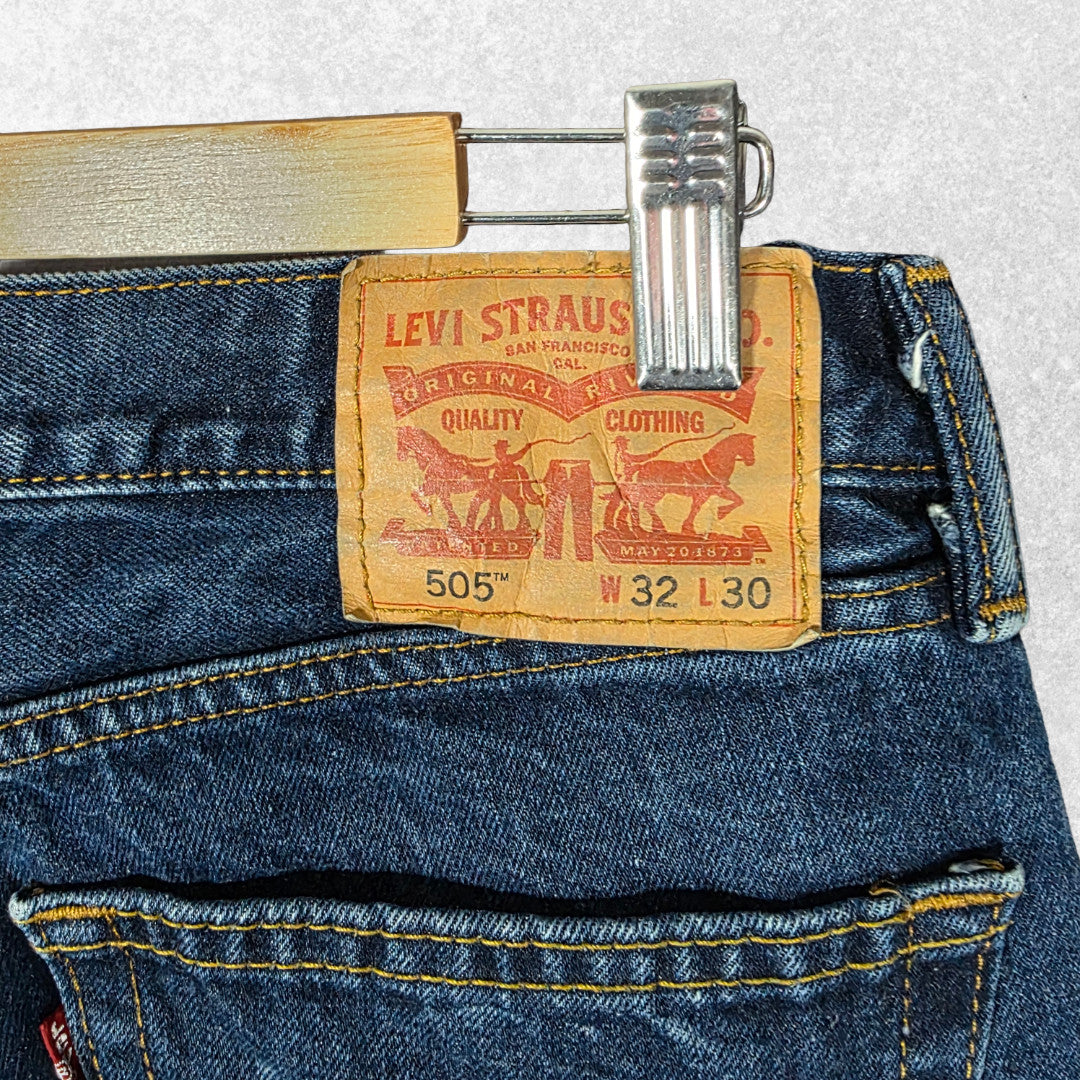 Levi’s 505 Regular Straight Jeans W32 L30 Blue Denim Zip Fly Men’s Cotton