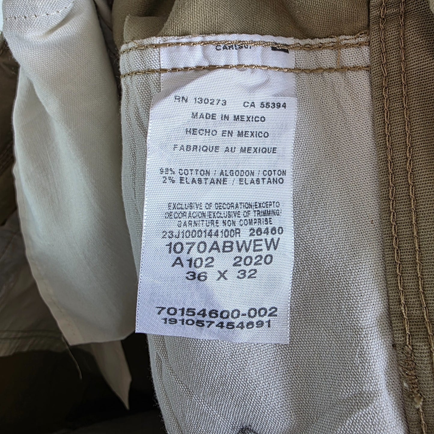 Wrangler Relaxed Cargo Trousers Mens W36 L32 Beige Combat Utility Workwear