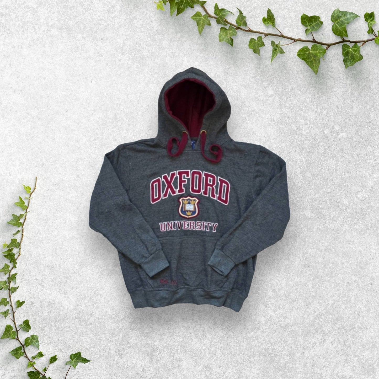 Oxford University Hoodie Size L (M) Grey/Maroon Official Oxford Merchandise