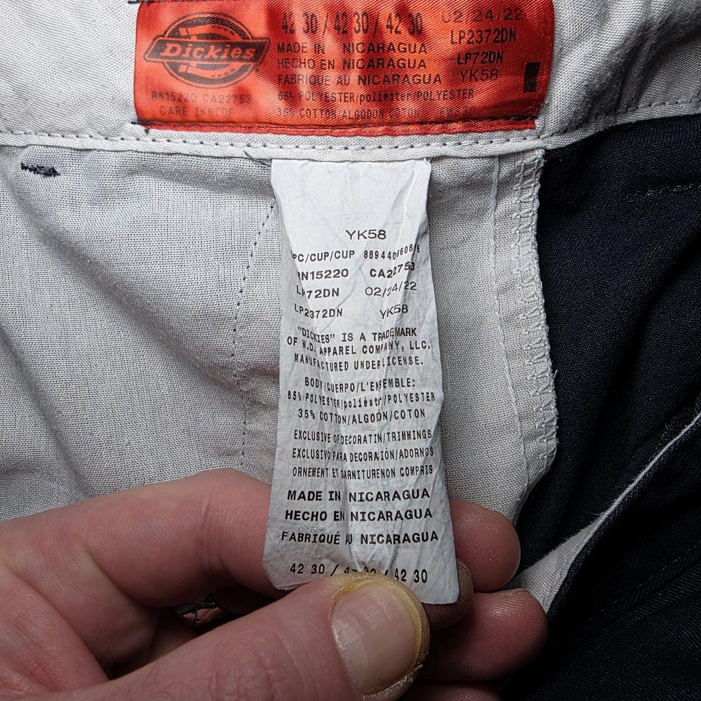 Dickies Trousers 42x30 Blue Cargo Chino Straight Loose Baggy Workwear Pockets