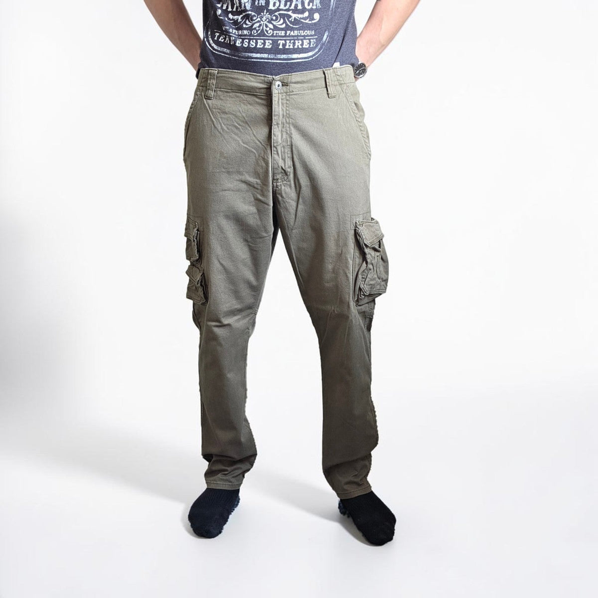 Wrangler Cargo Trousers W36 L32 Green Regular Taper Stretch Utility Combat Pants