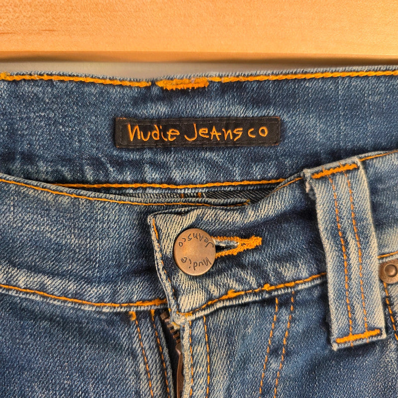 Nudie Jeans Lean Dean Denim Shorts Mens W28 Blue Slim Fit Organic Cotton