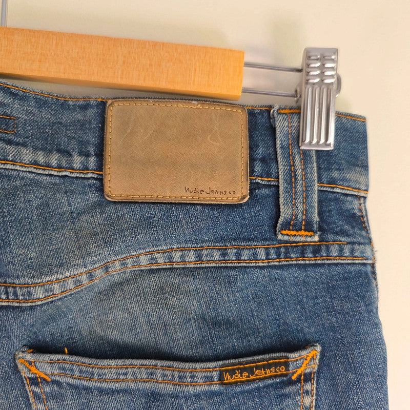 Nudie Jeans Lean Dean Denim Shorts Mens W28 Blue Slim Fit Organic Cotton