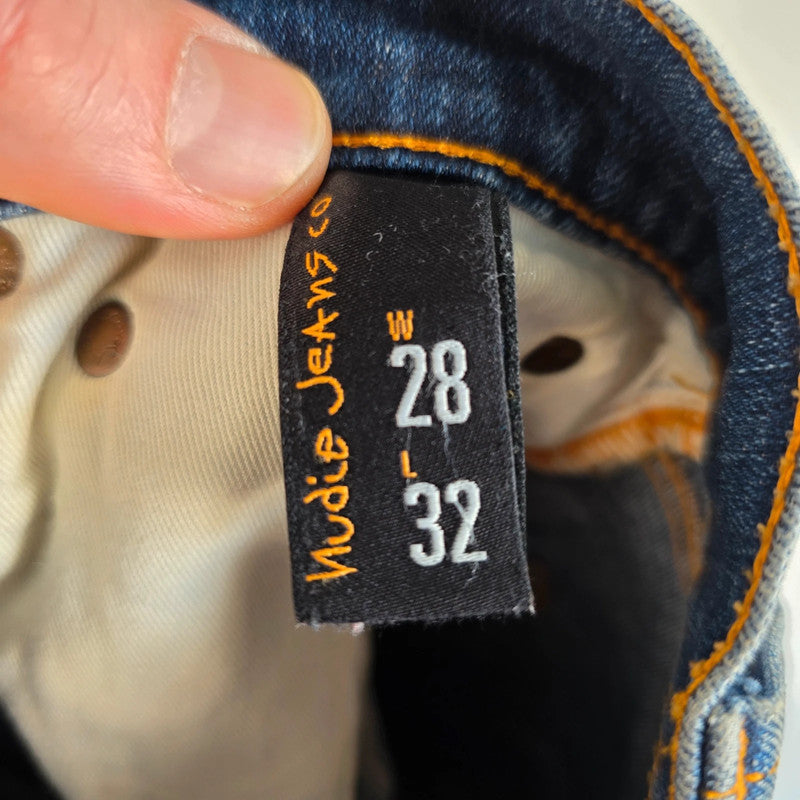 Nudie Jeans Lean Dean Denim Shorts Mens W28 Blue Slim Fit Organic Cotton