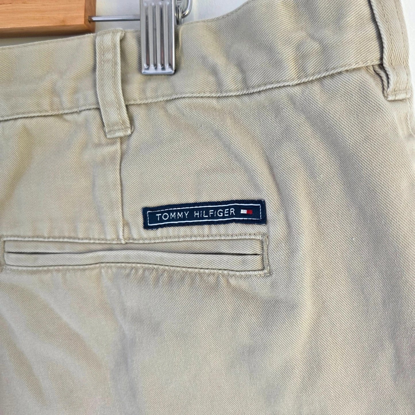 Tommy Hilfiger beige chino trousers pleated front, 100% cotton, relaxed fit.