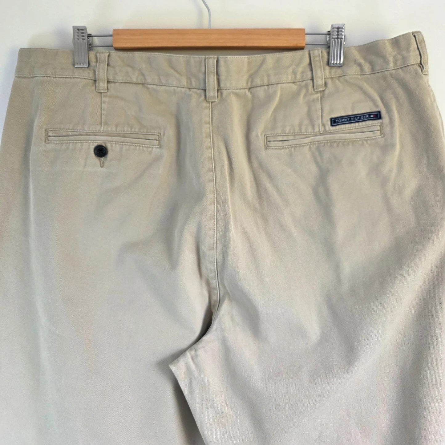 Tommy Hilfiger beige chino trousers pleated front, 100% cotton, relaxed fit.