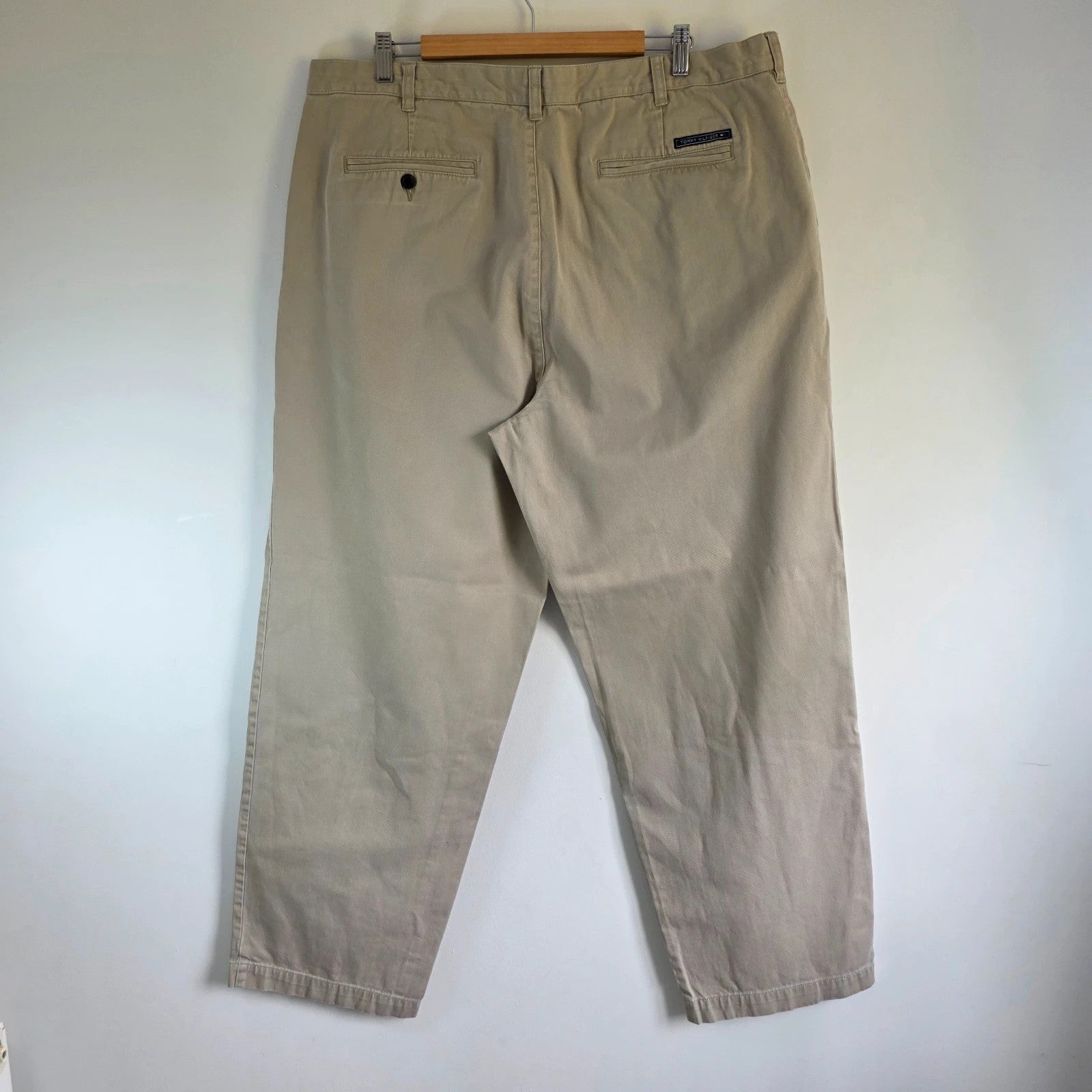 Tommy Hilfiger beige chino trousers pleated front, 100% cotton, relaxed fit.