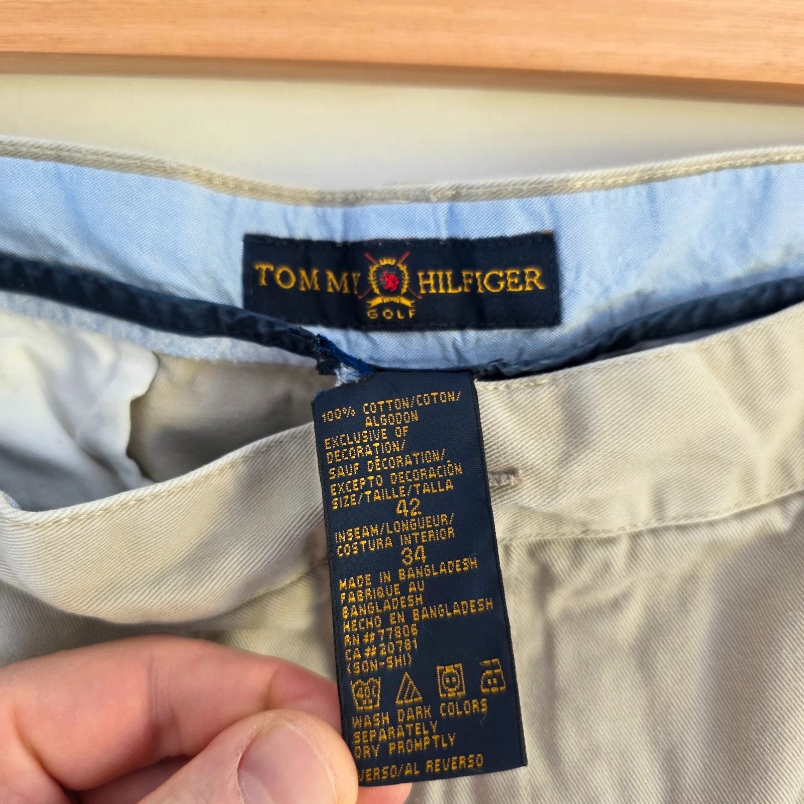 Tommy Hilfiger beige chino trousers pleated front, 100% cotton, relaxed fit.