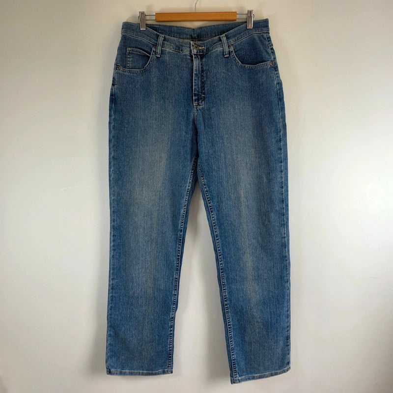 Lee Rider Jeans Womens W36 L32.5 Blue Straight Stretch Denim Mid Rise Size 14