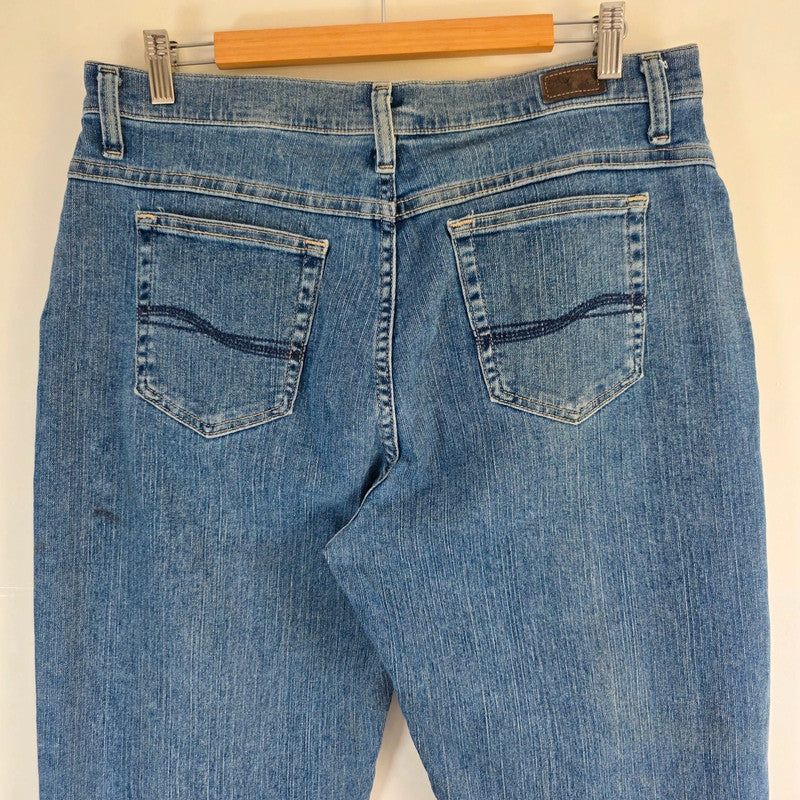 Lee Rider Jeans Womens W36 L32.5 Blue Straight Stretch Denim Mid Rise Size 14