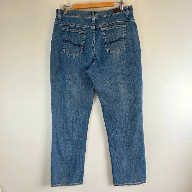 Lee Rider Jeans Womens W36 L32.5 Blue Straight Stretch Denim Mid Rise Size 14