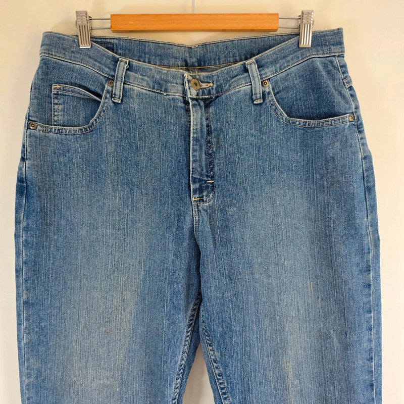 Lee Rider Jeans Womens W36 L32.5 Blue Straight Stretch Denim Mid Rise Size 14