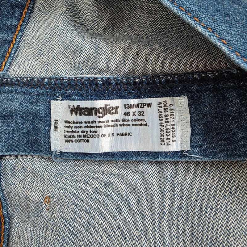 Vintage Wrangler Jeans W46 L27 Blue Relaxed Straight 90s Denim Made Mexico
