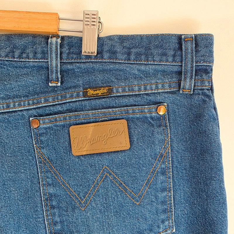 Vintage Wrangler Jeans W46 L27 Blue Relaxed Straight 90s Denim Made Mexico