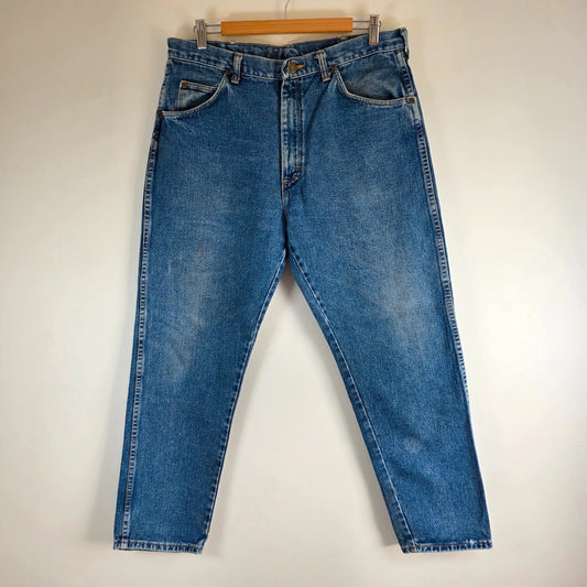 Vintage Wrangler Jeans W35 L29 Blue Tapered 90s Denim Made USA Fit