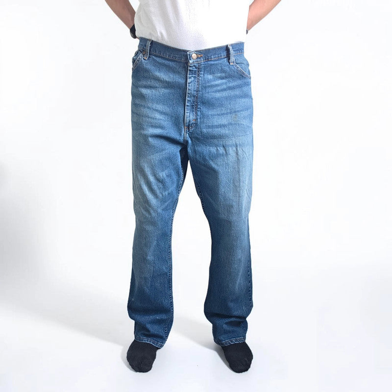 Wrangler Jeans W42 L32 Blue Relaxed Straight Stretch Denim Men's