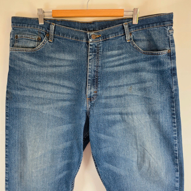 Wrangler Jeans W42 L32 Blue Relaxed Straight Stretch Denim Men's