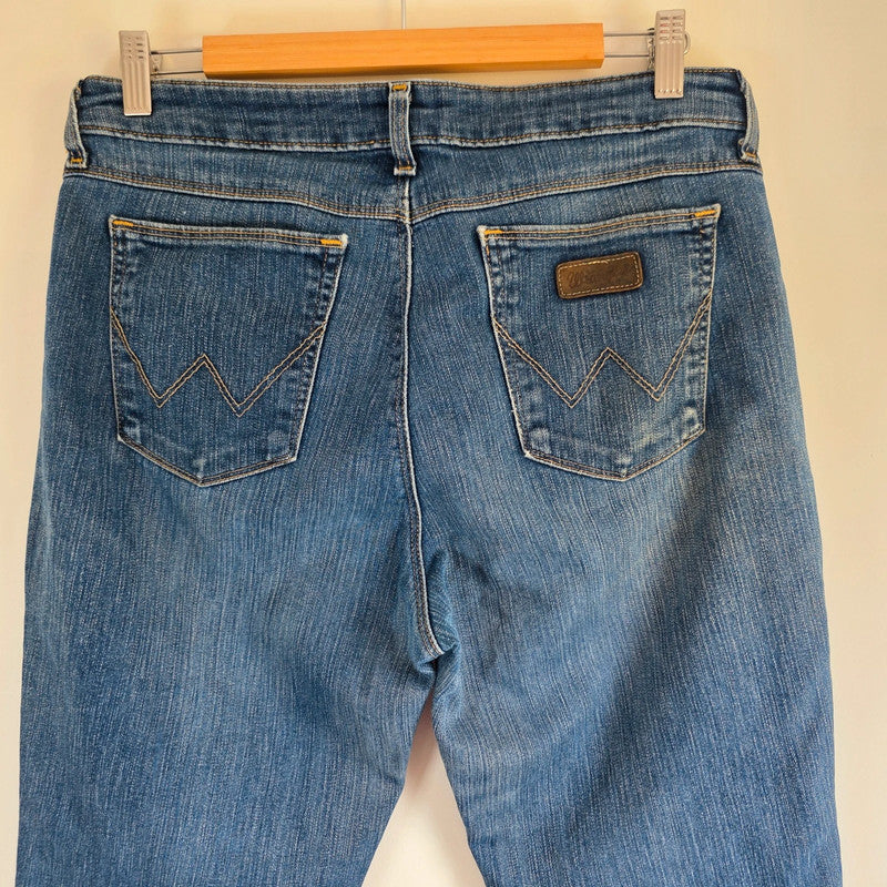 Wrangler Women's Bootcut Jeans W33 L33 Blue Stretch Denim Regular Body Fit