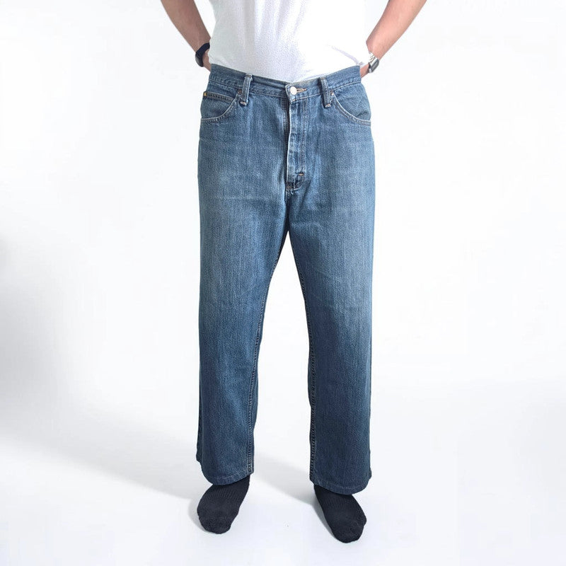 Lee Relaxed Fit Jeans W38 L29 Blue Denim Relaxed Straight Leg Mens