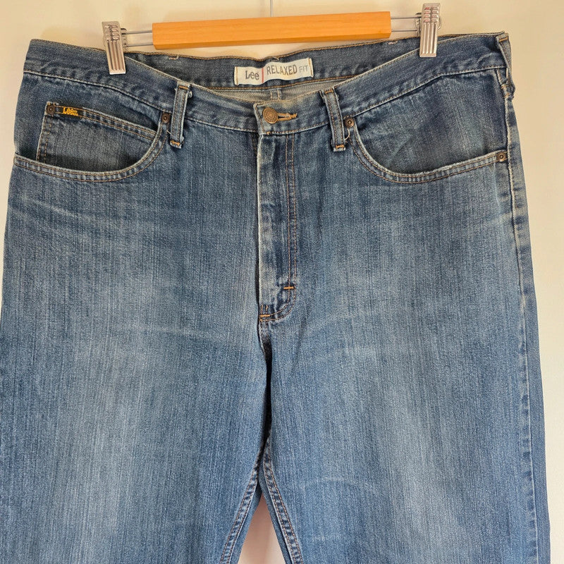 Lee Relaxed Fit Jeans W38 L29 Blue Denim Relaxed Straight Leg Mens