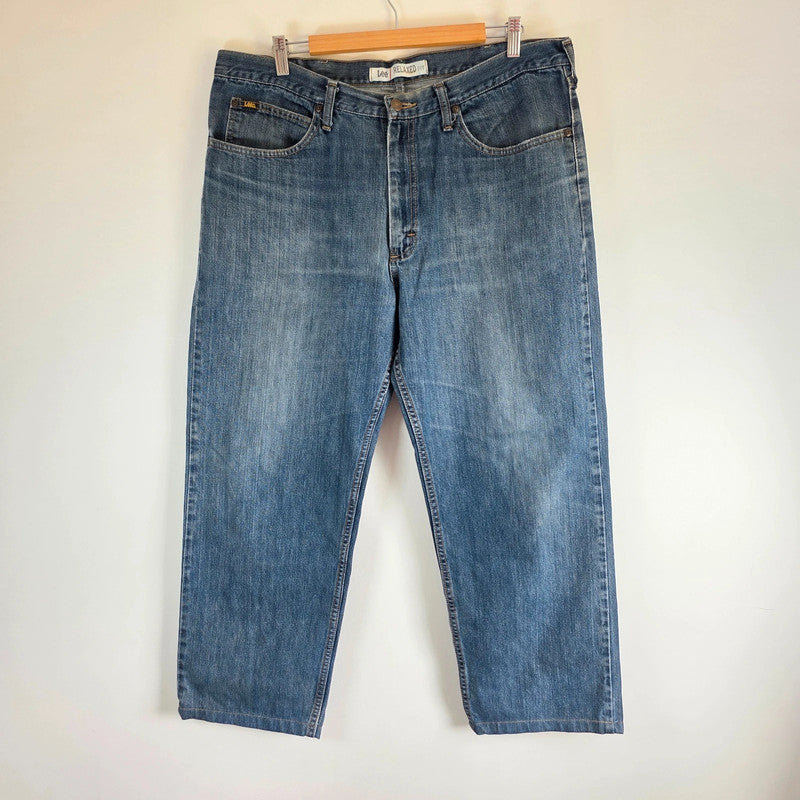 Lee Relaxed Fit Jeans W38 L29 Blue Denim Relaxed Straight Leg Mens