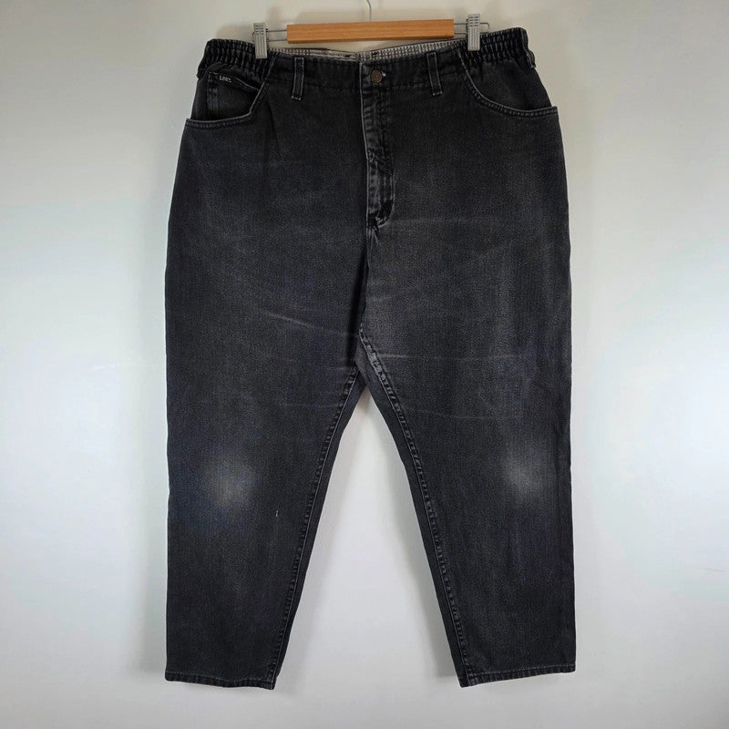 Lee Women's Relaxed Fit Jeans Black Elasticated Waist W36 L28 Plus Size Stretch