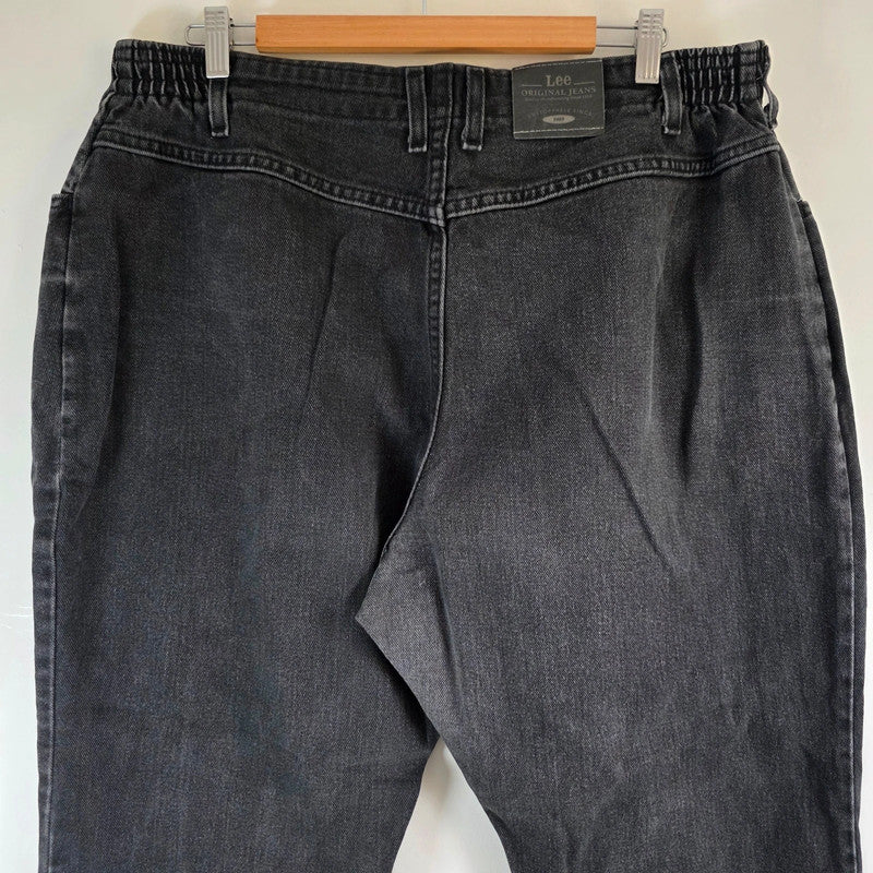Lee Women's Relaxed Fit Jeans Black Elasticated Waist W36 L28 Plus Size Stretch
