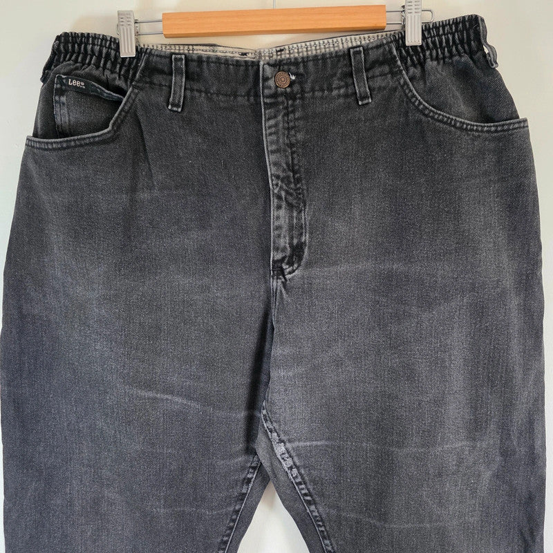 Lee Women's Relaxed Fit Jeans Black Elasticated Waist W36 L28 Plus Size Stretch