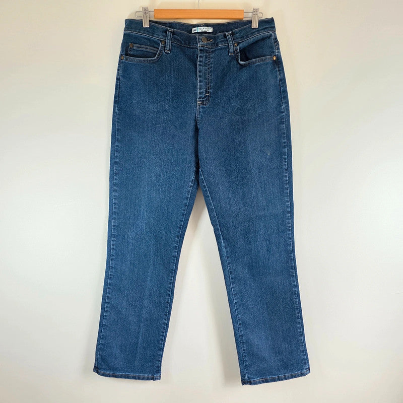 Lee Relaxed Fit Jeans Women's W32 L31 Blue Stretch Denim Straight Leg High Rise