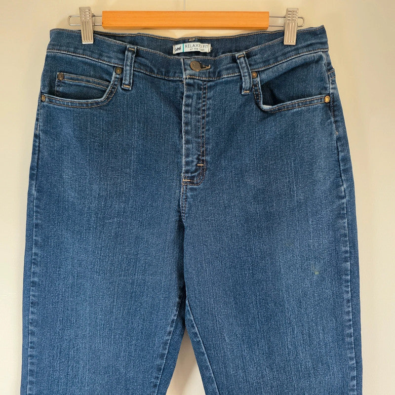 Lee Relaxed Fit Jeans Women's W32 L31 Blue Stretch Denim Straight Leg High Rise