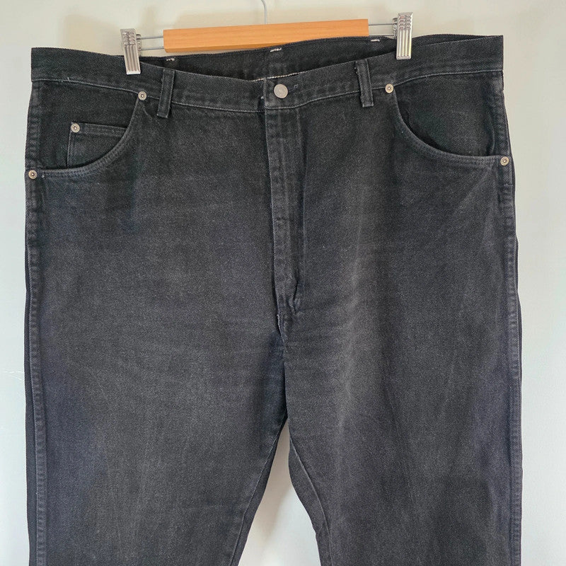 Vintage Wrangler Jeans W43 L30 Black Denim Relaxed Straight Leg USA Made Men's