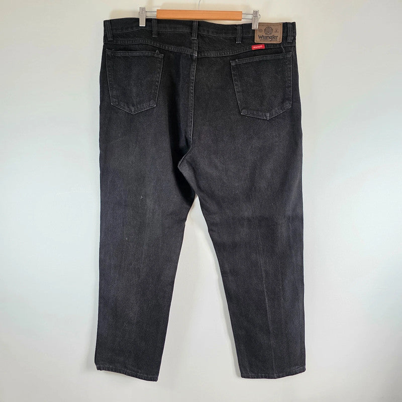 Vintage Wrangler Jeans W43 L30 Black Denim Relaxed Straight Leg USA Made Men's