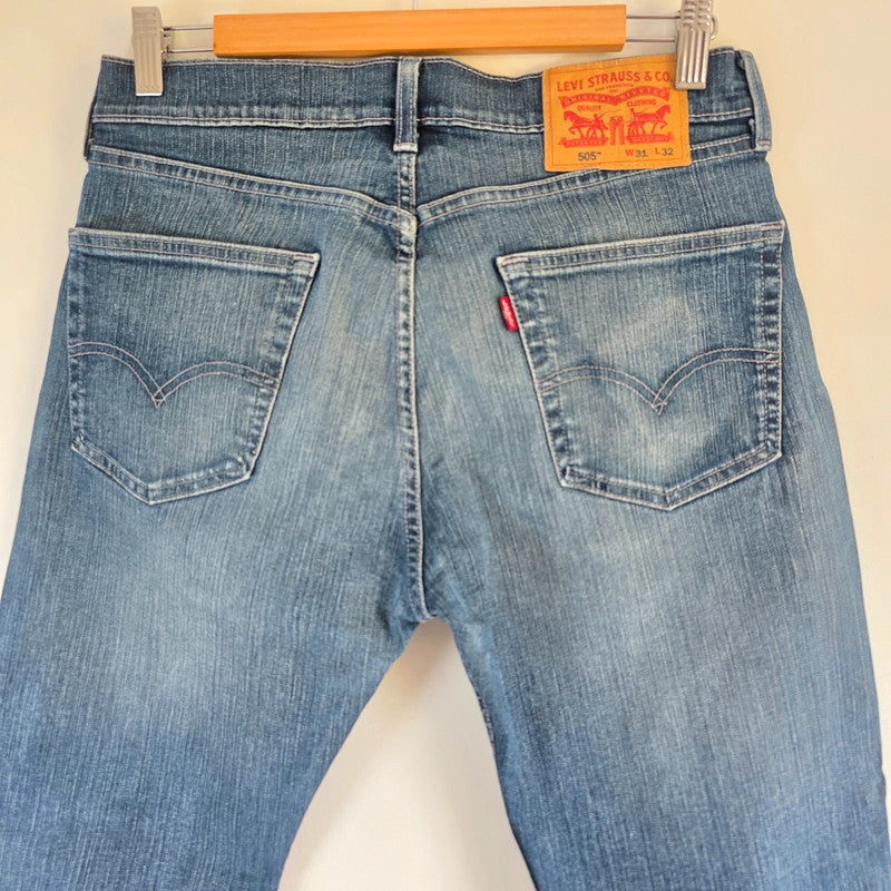 Levi's 505 Jeans W31 L30 (Tagged W31 L32) Blue Regular Straight Stretch Denim