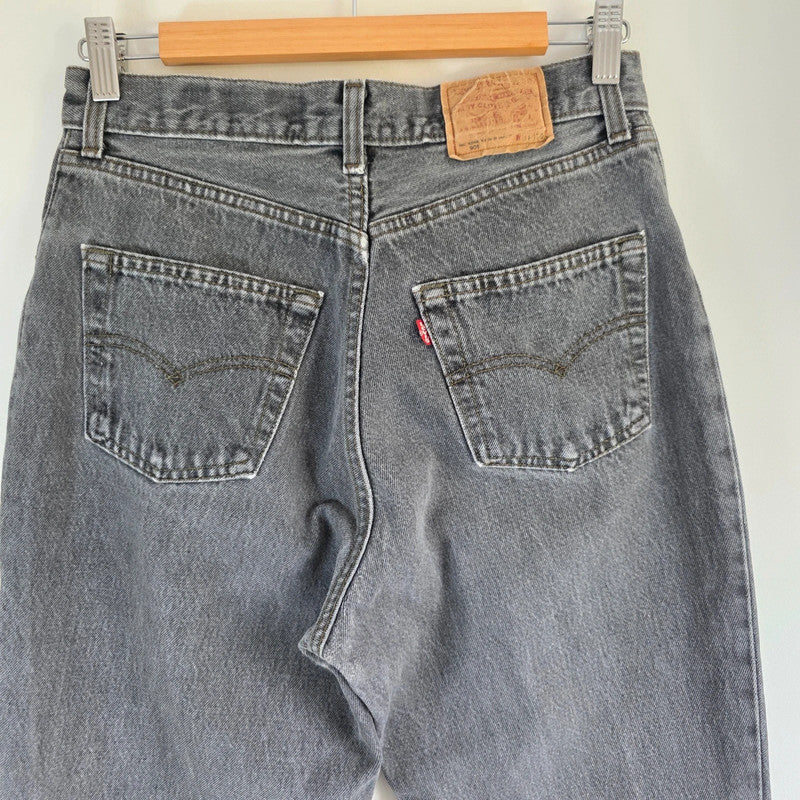 Vintage Levi's 901 High Rise Tapered Jeans W28 L29 Grey Black Mom Denim Women's