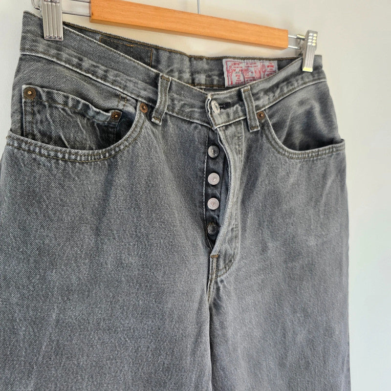 Vintage Levi's 901 High Rise Tapered Jeans W28 L29 Grey Black Mom Denim Women's
