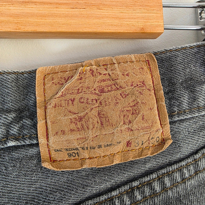 Vintage Levi's 901 High Rise Tapered Jeans W28 L29 Grey Black Mom Denim Women's