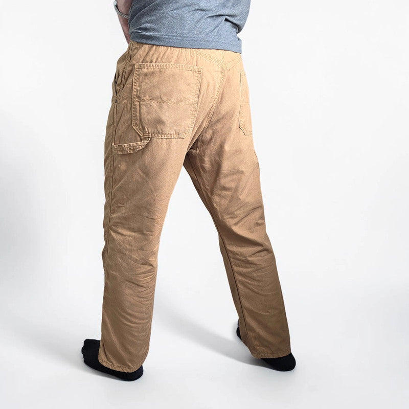 Wrangler Workwear Carpenter Trousers W34 L30 Tan Fleece Lined