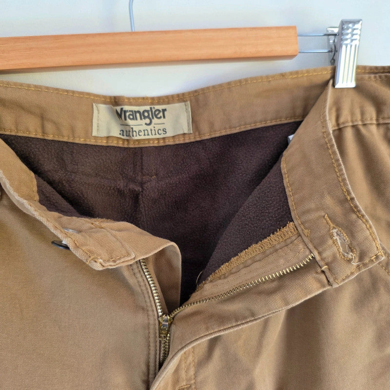 Wrangler Workwear Carpenter Trousers W34 L30 Tan Fleece Lined