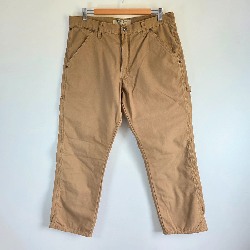 Wrangler Workwear Carpenter Trousers W34 L30 Tan Fleece Lined