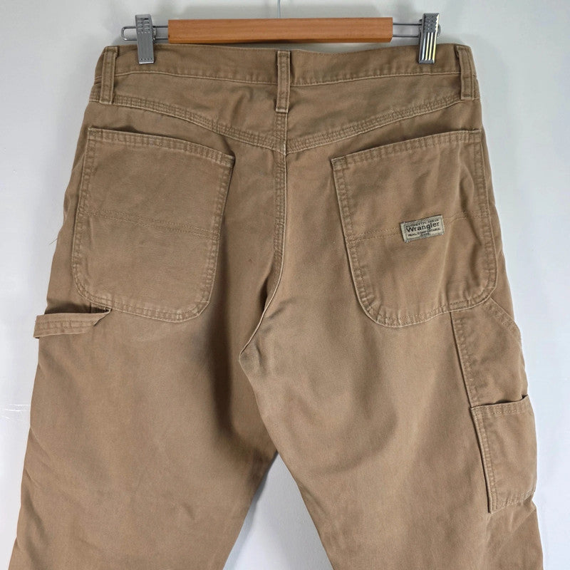 Wrangler Carpenter Jeans W32 L30 Tan Workwear Utility Pants Made In Mexico Cotton
