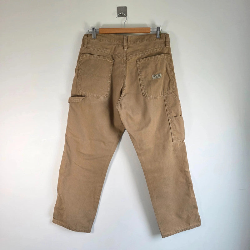 Wrangler Carpenter Jeans W32 L30 Tan Workwear Utility Pants Made In Mexico Cotton