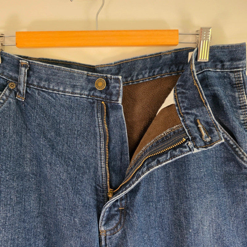 Wrangler Carpenter Jeans W36 L34 Blue Fleece Lined Workwear Utility Denim Pants