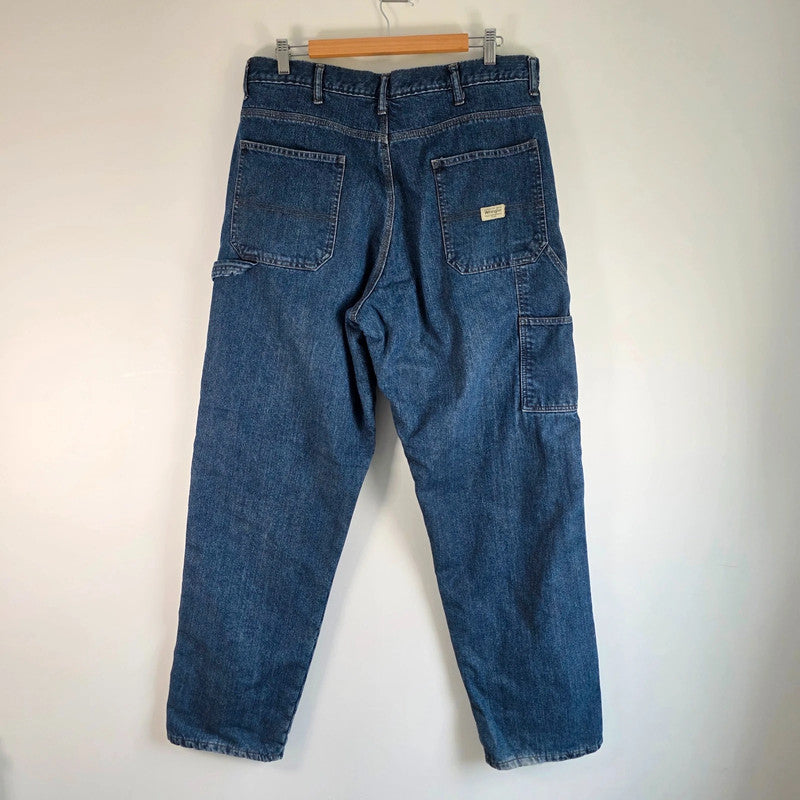 Wrangler Carpenter Jeans W36 L34 Blue Fleece Lined Workwear Utility Denim Pants