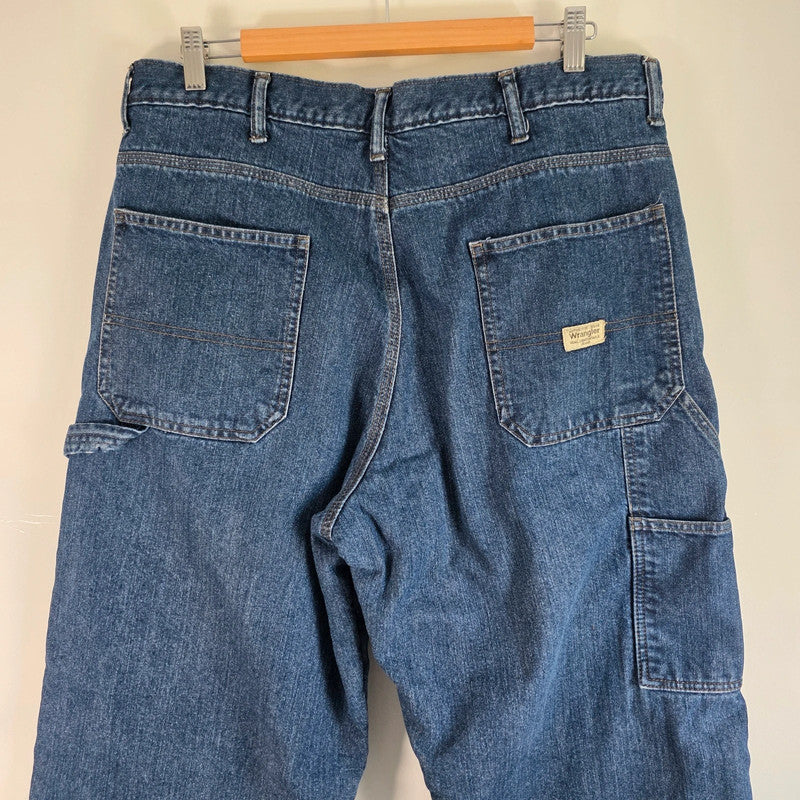 Wrangler Carpenter Jeans W36 L34 Blue Fleece Lined Workwear Utility Denim Pants