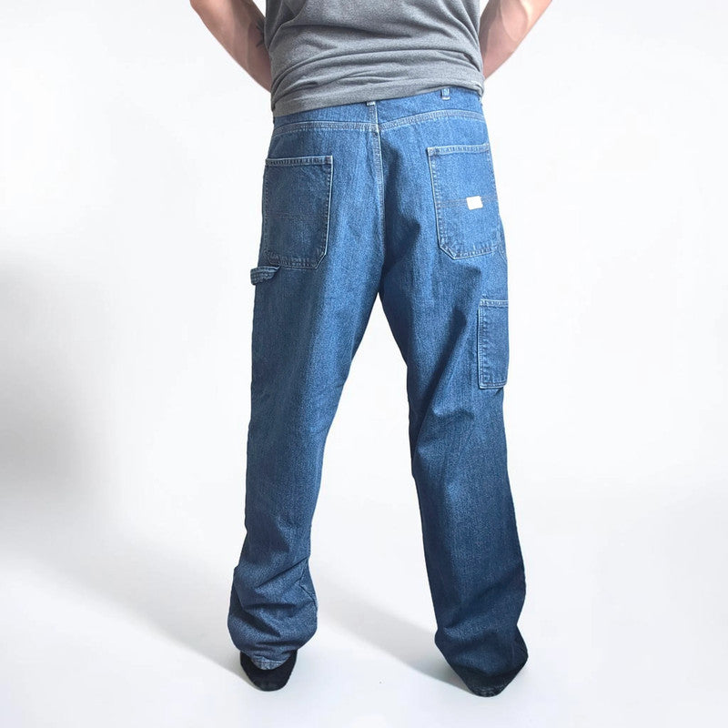 Wrangler Carpenter Jeans W36 L34 Blue Fleece Lined Workwear Utility Denim Pants