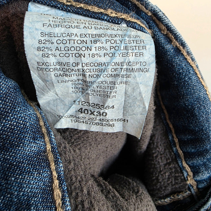Wrangler Carpenter Jeans W40 L29 Blue Fleece Lined Workwear Utility Denim Pants